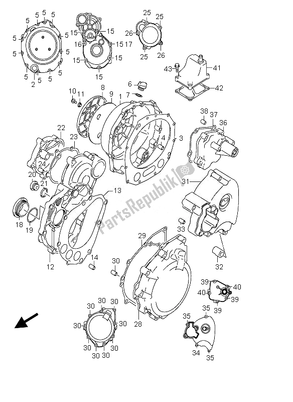 All parts for the Crankcase Cover of the Suzuki GSX 1300 RZ Hayabusa 2007