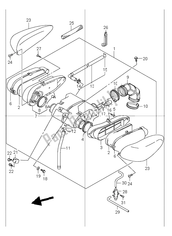 All parts for the Air Cleaner of the Suzuki VL 250 Intruder 2001