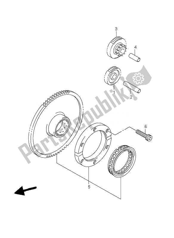 All parts for the Starter Clutch of the Suzuki C 800 VL Intruder 2010