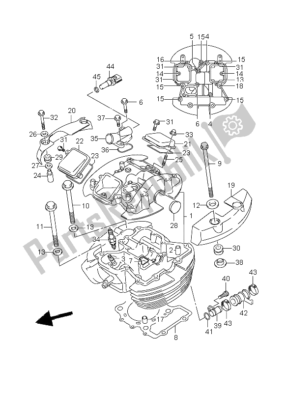 All parts for the Cylinder Head (front) of the Suzuki VL 800C Volusia 2008