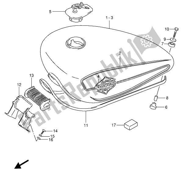 All parts for the Fuel Tank of the Suzuki VS 800 GL Intruder 1993