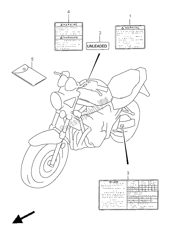 All parts for the Label of the Suzuki GSF 1200 Nssa Bandit 1998