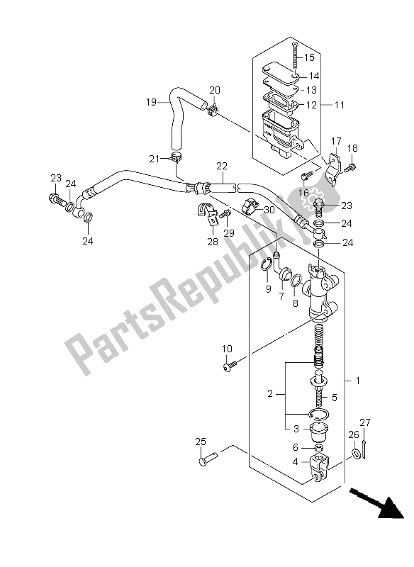 Todas las partes para Cilindro Maestro Trasero de Suzuki GSX R 600 2008