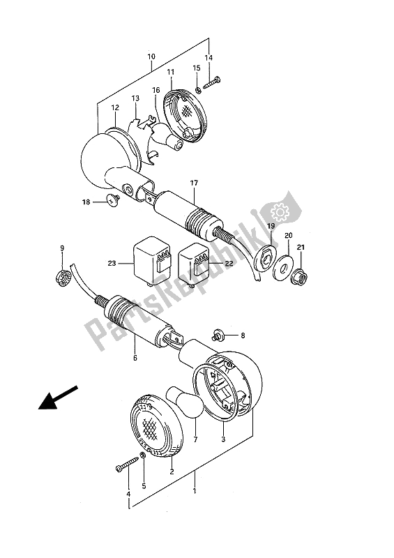 All parts for the Turn Signal Lamp of the Suzuki GSF 400 Bandit 1991