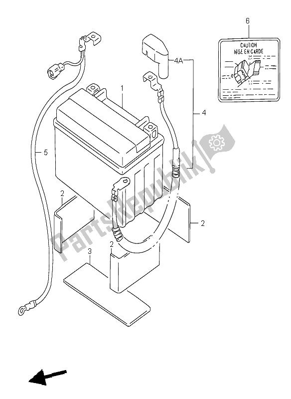 All parts for the Battery of the Suzuki RF 600R 1997