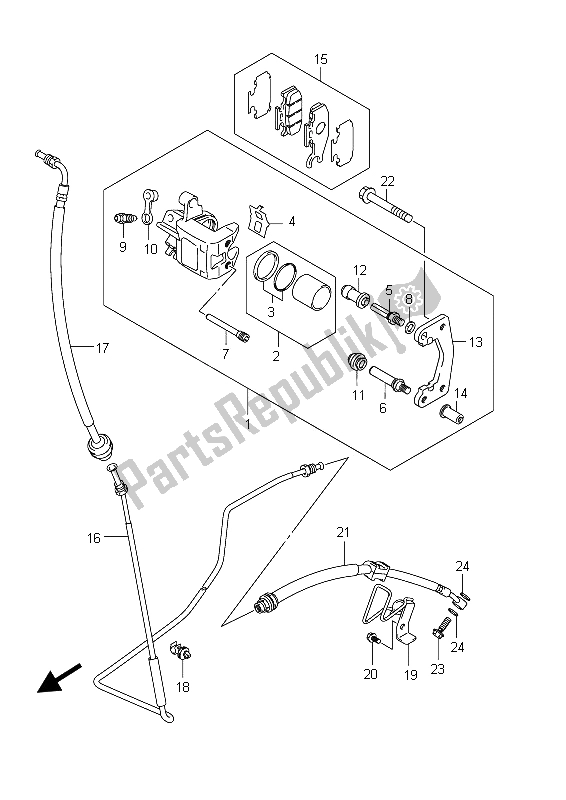 All parts for the Rear Caliper of the Suzuki UX 150 Sixteen 2011