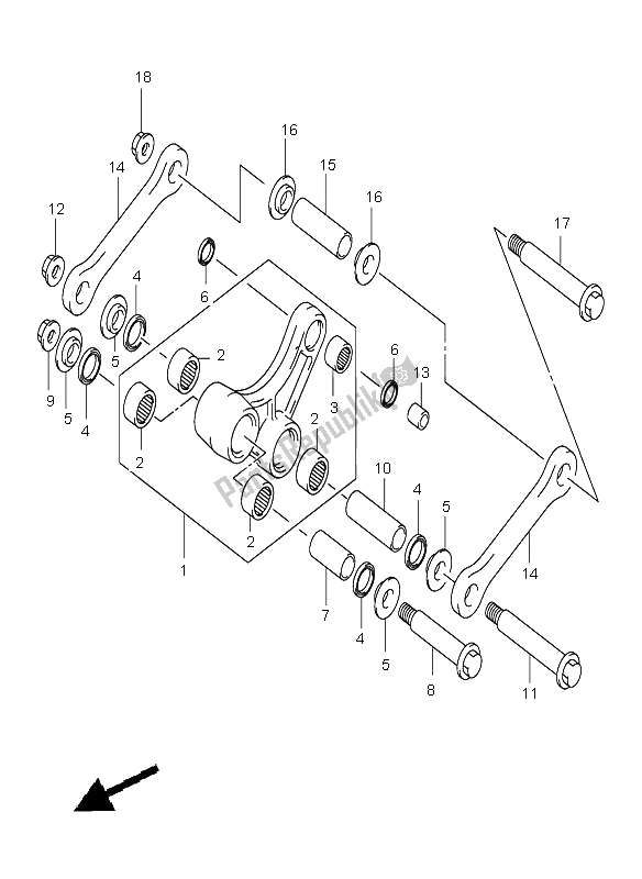 All parts for the Rear Cushion Lever of the Suzuki RM 250 2003