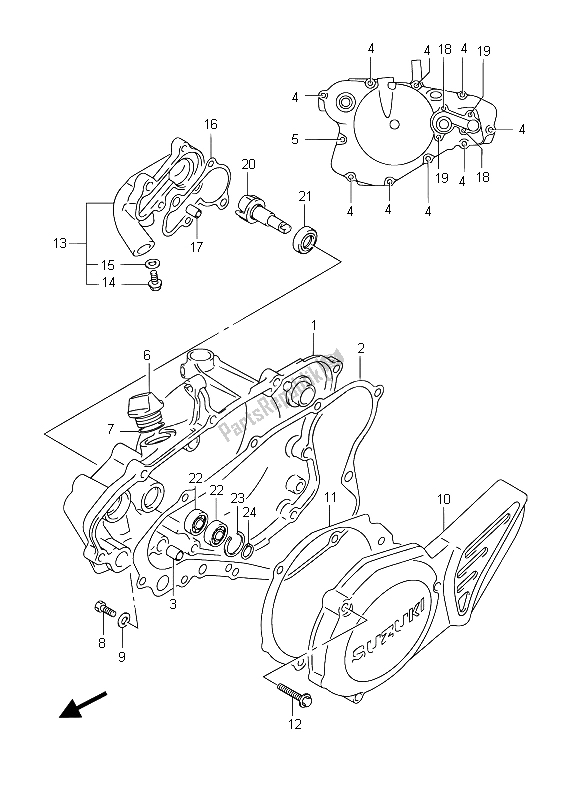 Alle onderdelen voor de Carter Deksel van de Suzuki RM 85 SW LW 2015