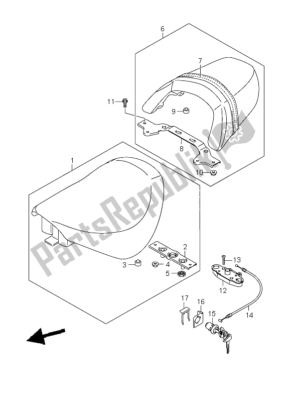 All parts for the Seat (vzr1800-uf) of the Suzuki VZR 1800 Rnzr M Intruder 2010