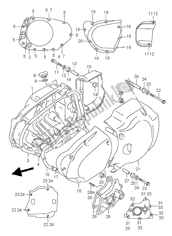 Alle onderdelen voor de Carter Deksel van de Suzuki VL 1500 Intruder LC 1999