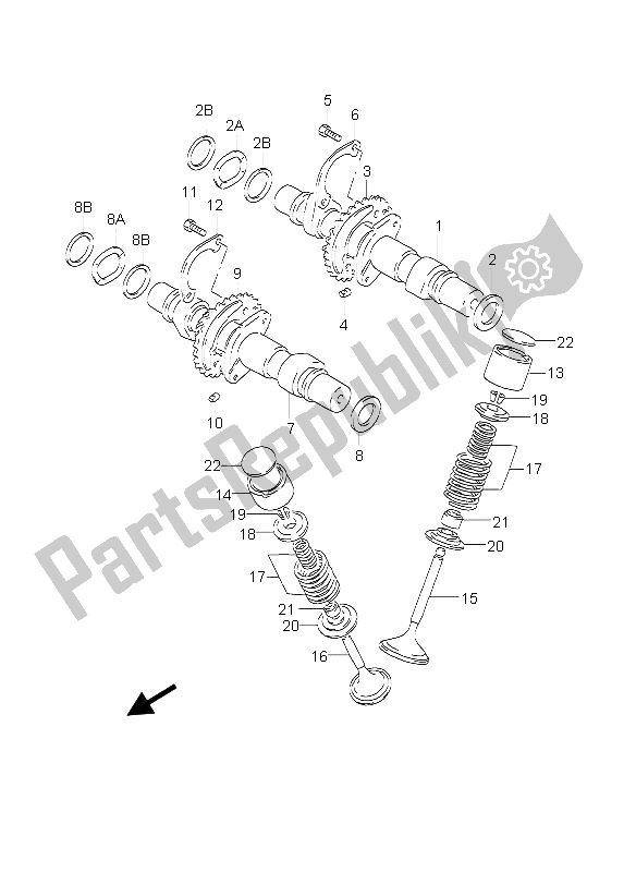 All parts for the Camshaft & Valve of the Suzuki GS 500 2003