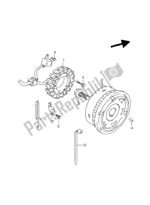 All parts for the Magneto of the Suzuki VL 1500 Intruder LC 2005