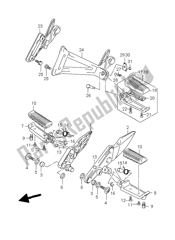 Tutte le parti per il Poggiapiedi del Suzuki GSX 1400Z 2007