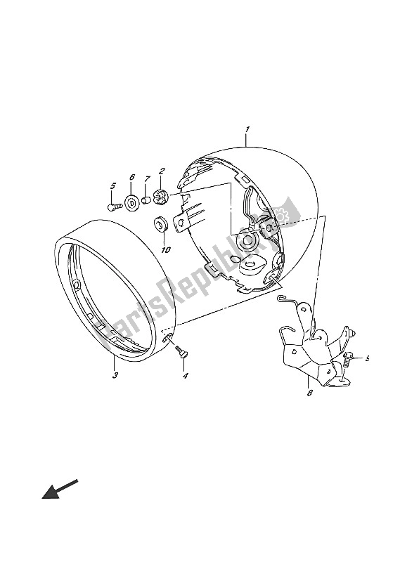 All parts for the Headlamp Housing of the Suzuki VL 1500 BT Intruder 2016