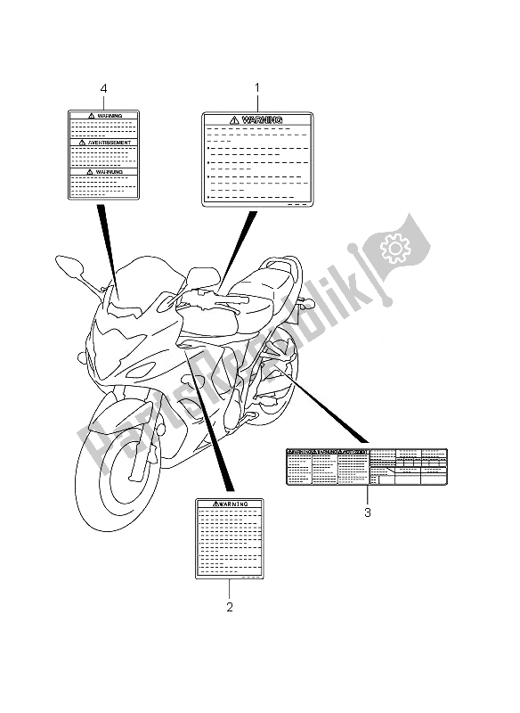 Tutte le parti per il Etichetta del Suzuki GSX 1250 FA 2010