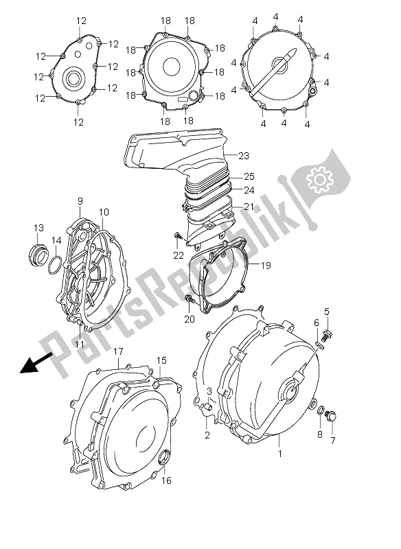 All parts for the Crankcase Cover of the Suzuki AN 650A Burgman Executive 2005