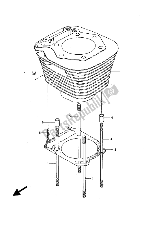 All parts for the Cylinder of the Suzuki LS 650 FP Savage 1988