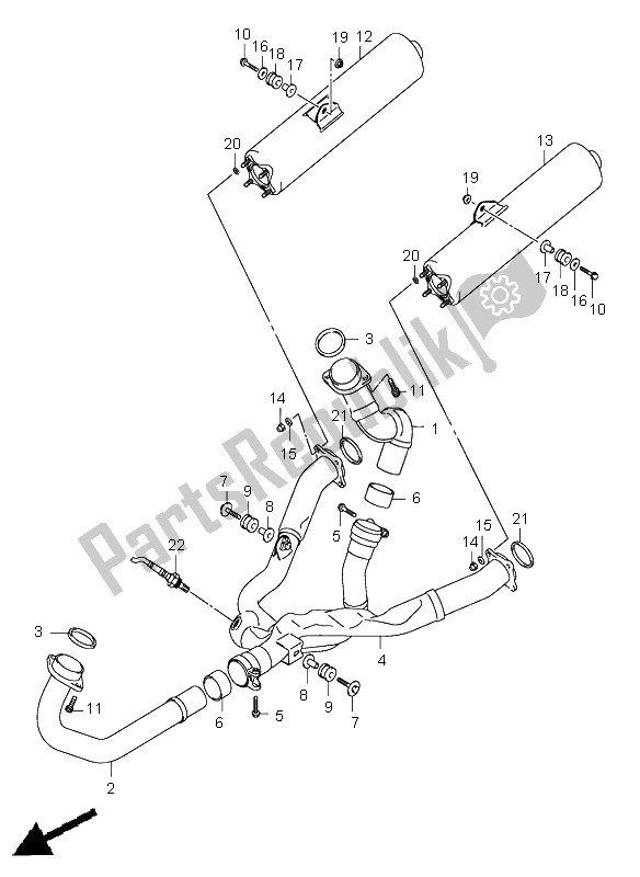 Tutte le parti per il Silenziatore del Suzuki SV 1000 NS 2003 Tutte le parti per il Silenziatore del Suzuki SV 1000 NS 2003