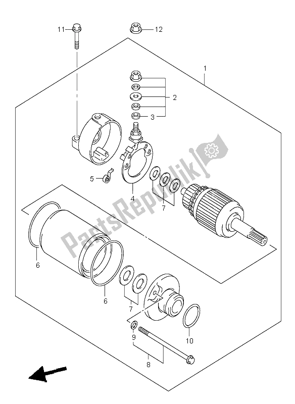 All parts for the Starting Motor of the Suzuki DR Z 400S 2003