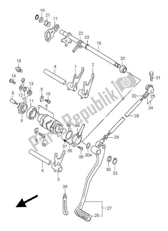 Alle onderdelen voor de Schakelen van de Suzuki VZ 800 Marauder 2002