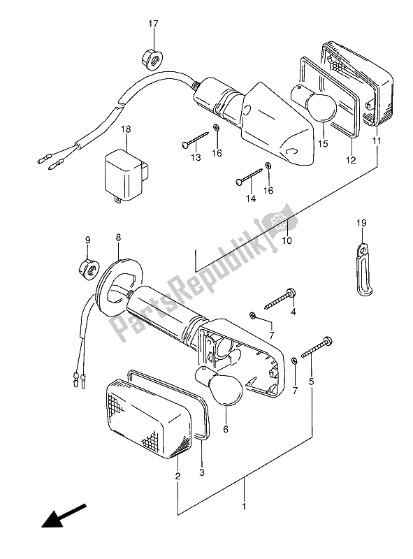 All parts for the Turn Signal Lamp of the Suzuki GSX 600 FUU2 1991