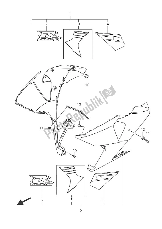 All parts for the Side Cowling (ajp-jsp) of the Suzuki GSX R 1000A 2016