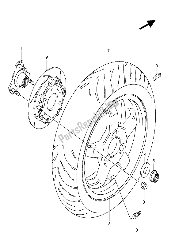 All parts for the Rear Wheel of the Suzuki Burgman AN 400S 2005