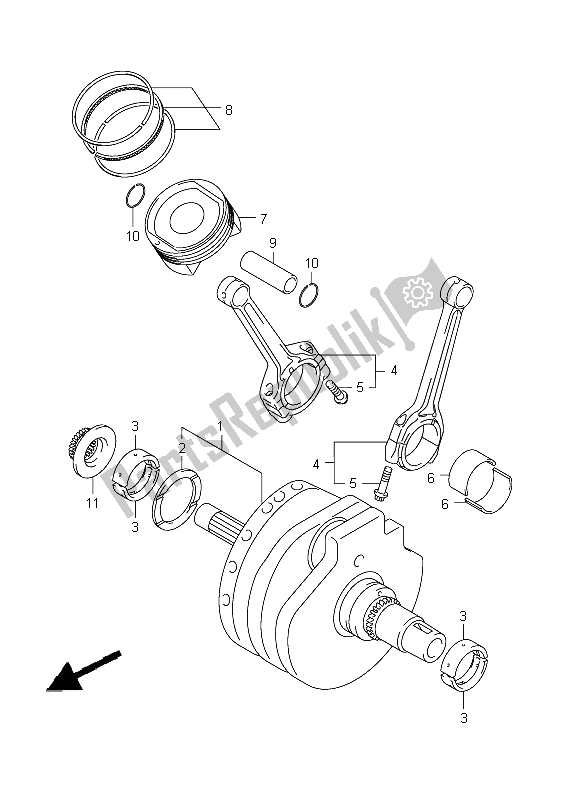 All parts for the Crankshaft of the Suzuki VZ 1500 Intruder 2009