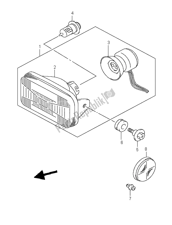 All parts for the Headlamp of the Suzuki LT A 400 Eiger 4X2 2004