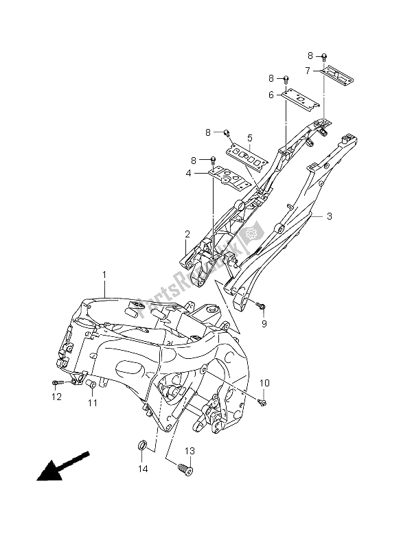 Tutte le parti per il Telaio del Suzuki GSX R 600 2009