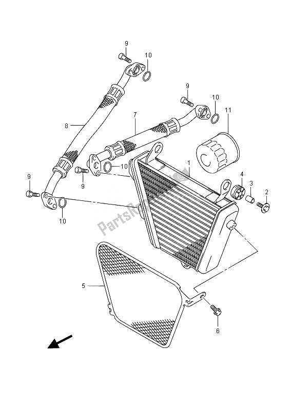 All parts for the Oil Cooler of the Suzuki GSX R 1000 2014