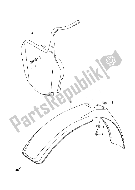 All parts for the Front Fender of the Suzuki RM 85 SW LW 2014