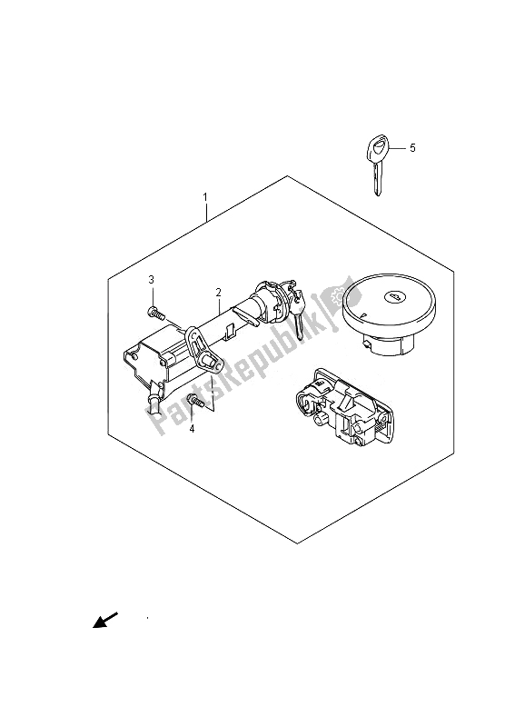 All parts for the Lock Set of the Suzuki UH 125A Burgman 2014