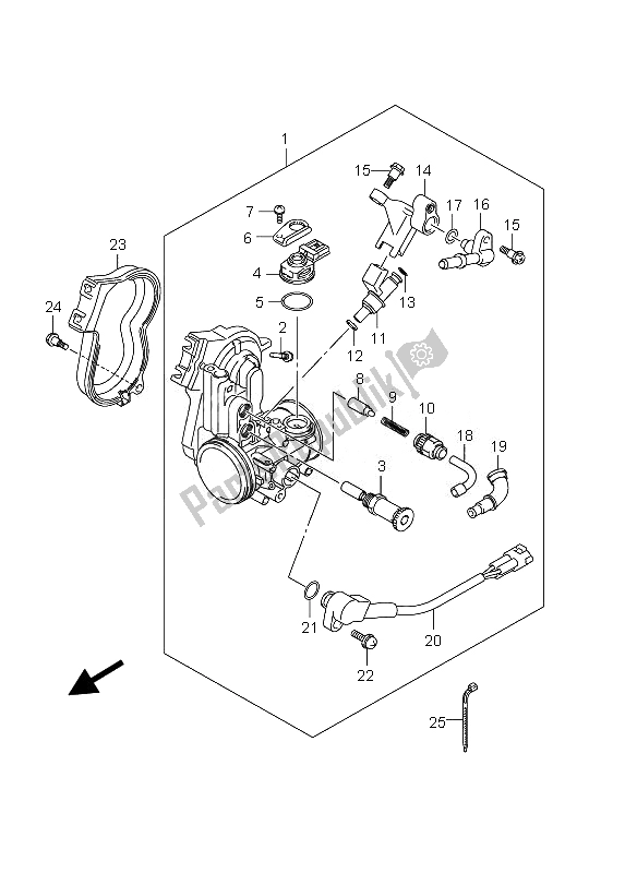 All parts for the Throttle Body of the Suzuki RM Z 250 2010