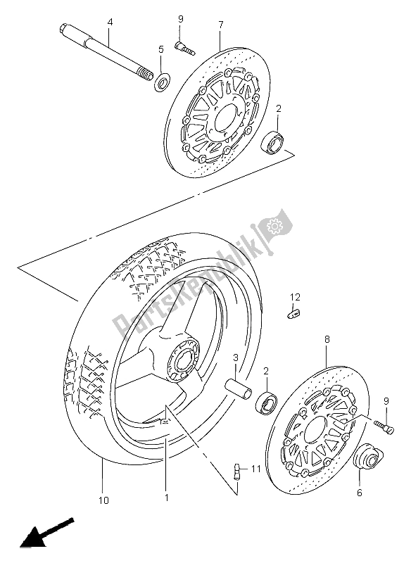 Tutte le parti per il Ruota Anteriore (gsf1200-s) del Suzuki GSF 1200 Nssa Bandit 1999