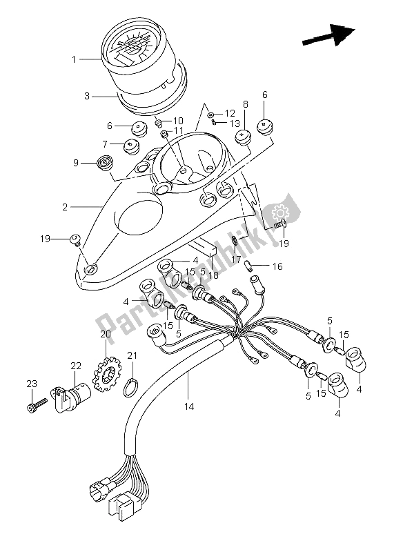 All parts for the Speedometer of the Suzuki VL 250 Intruder 2006