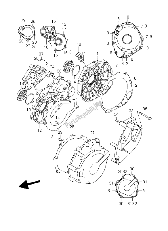 Tutte le parti per il Coperchio Del Carter del Suzuki GSR 600A 2009