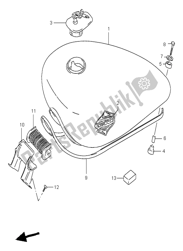 Tutte le parti per il Serbatoio Di Carburante del Suzuki VS 800 Intruder 1995