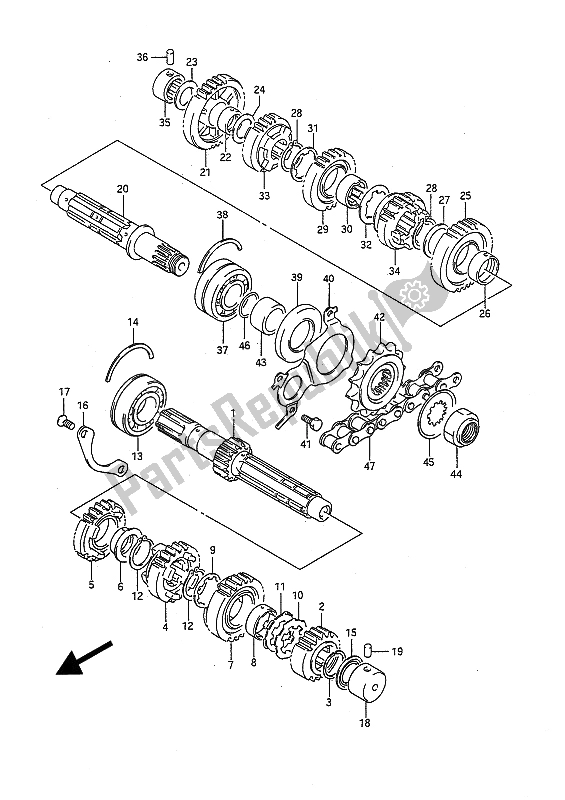 Toutes les pièces pour le Transmission du Suzuki GSX R 1100 1991