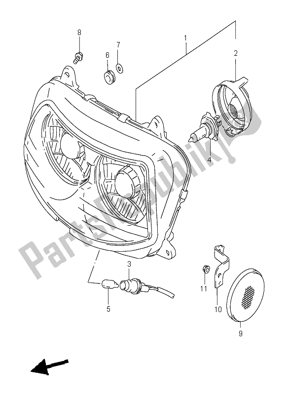 All parts for the Headlamp of the Suzuki GSX R 1100W 1996