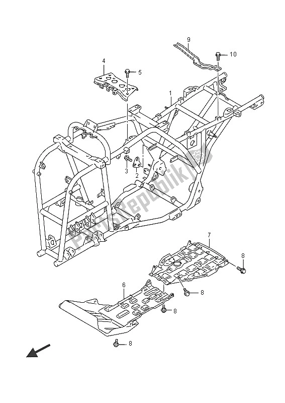 All parts for the Frame of the Suzuki LT F 400F Kingquad FSI 4X4 2016