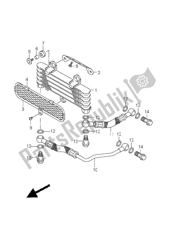 All parts for the Oil Cooler of the Suzuki DL 650A V Strom 2011