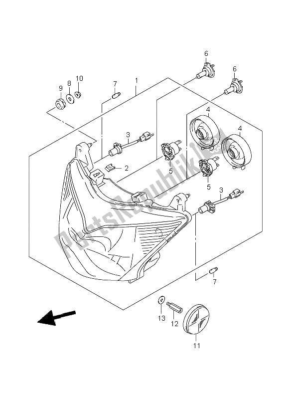 Toutes les pièces pour le Lampe Frontale (gsf1250s-sa) du Suzuki GSF 1250 Nsnasa Bandit 2008