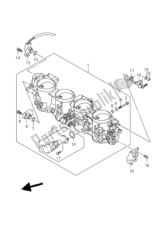 All parts for the Throttle Body of the Suzuki GSX R 1000 2007