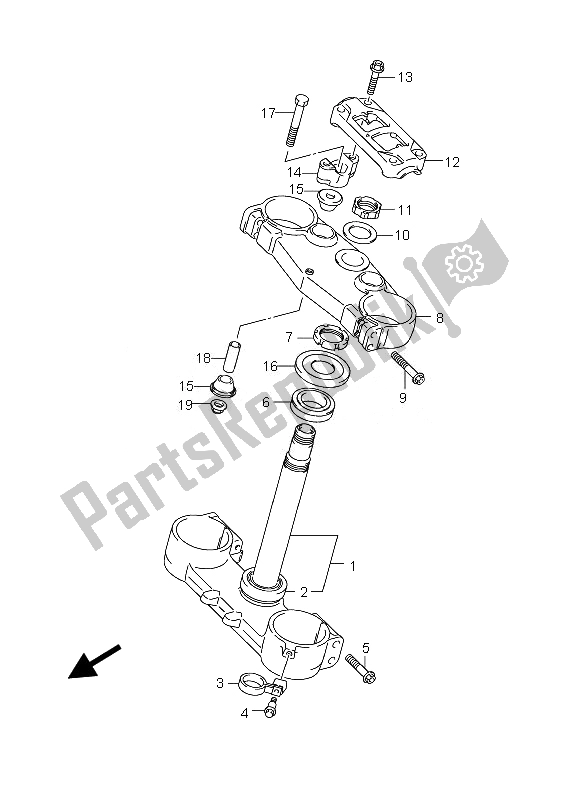 All parts for the Steering Stem of the Suzuki RM Z 250 2010