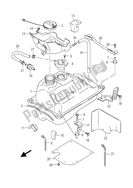 Alle onderdelen voor de Benzinetank van de Suzuki Burgman AN 400Z 2008