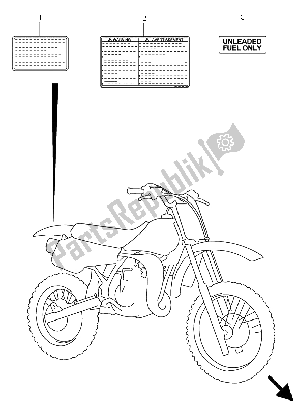 All parts for the Label of the Suzuki RM 85 SW LW 2006