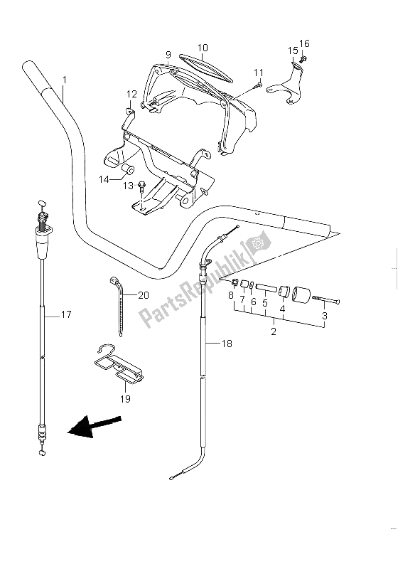 All parts for the Handlebar of the Suzuki LT A 500F Vinsion 4X4 2004