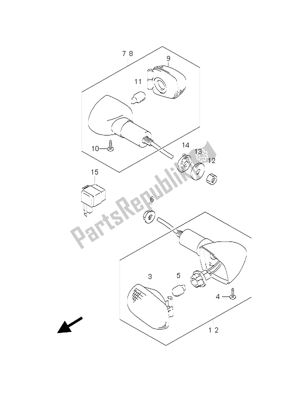 Alle onderdelen voor de Richtingaanwijzerlamp (p2-p19-p54) van de Suzuki GS 500 2003