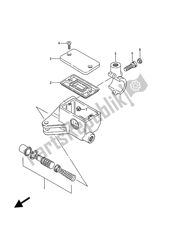 All parts for the Front Master Cylinder of the Suzuki VS 1400 GLP Intruder 1989